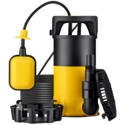 Wiltec 3 in 1 Flachsauger Tauchpumpe 550 W, Schmutzwasserpumpe 12500 l/h, Flachwasserpumpe mit Schwimmer, Flachsaugpumpe für Keller und Garten