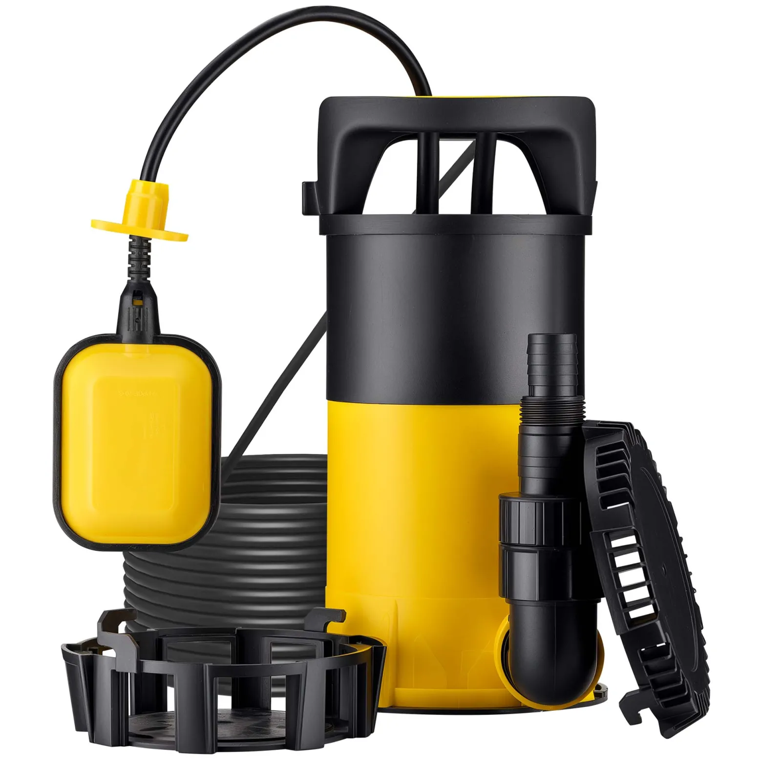 Wiltec 3 in 1 Flachsauger Tauchpumpe 550 W, Schmutzwasserpumpe 12500 l/h, Flachwasserpumpe mit Schwimmer, Flachsaugpumpe für Keller und Garten