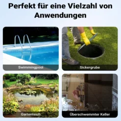 Wiltec 3 in 1 Flachsauger Tauchpumpe 850 W, Schmutzwasserpumpe 15000 l/h, Flachwasserpumpe mit Schwimmer, Flachsaugpumpe für Keller und Garten