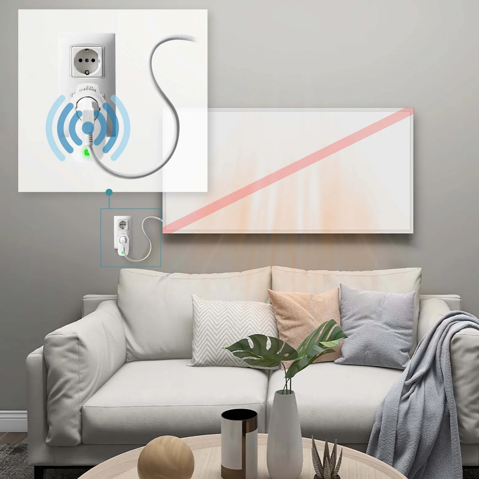 Wiltec Infrarotheizung 1050 Watt inkl. WLAN-Thermostat, energieeffizienter Heizkörper mit WLAN Steuerung, Wandmontage Elektroheizung, Heizpaneel IR-Heizung