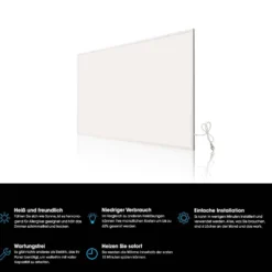 Wiltec Infrarotheizung 850 Watt inkl. WLAN-Thermostat, energieeffizienter Heizkörper mit WLAN Steuerung, Wandmontage Elektroheizung, Heizpaneel IR-Heizung