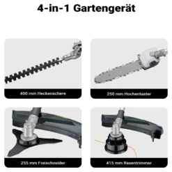 Wiltec 4-in-1 Multifunktionsgerät mit 2-Takt-Motor mit Rucksack, Backpacker Multigartengerät, Multitool Gartenwerkzeug mit u.a. Rasentrimmer