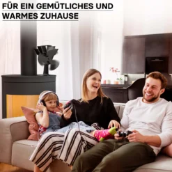 Wiltec Kaminofenventilator mit 3 Flügeln 70 bis 350°C, Ofenventilator ohne Strom, Kaminventilator für eine effiziente und umweltfreundliche Wärmeverteilung