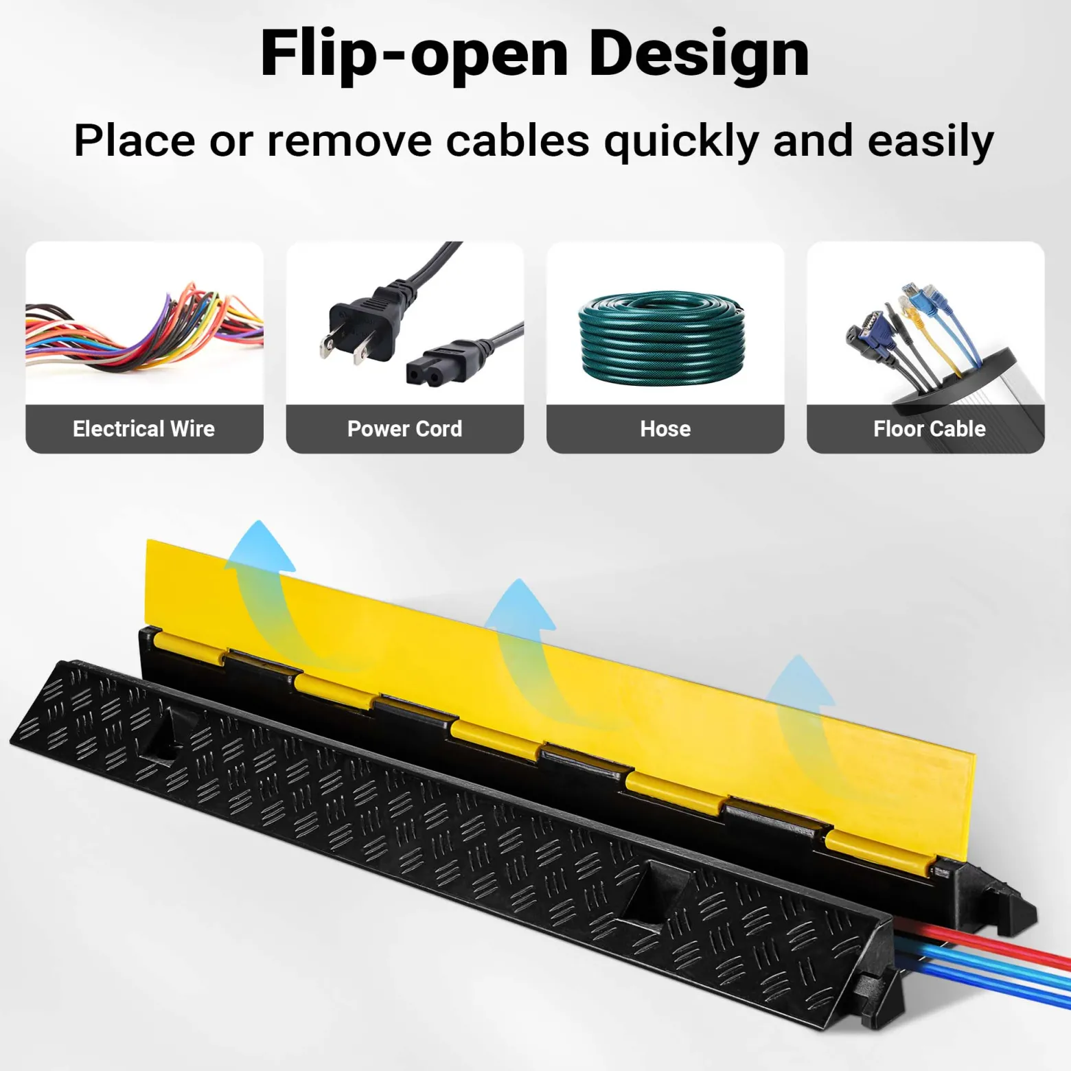 Wiltec Kanal Kabelbrücke 98 x 26 x 6,5 cm, Kabelkanal 15 t Tragkraft, Überfahrschutz bis 30 km/h, Kabel Trittschutz für Außenbereich, Schlauchbrücke aus PP und Gummi