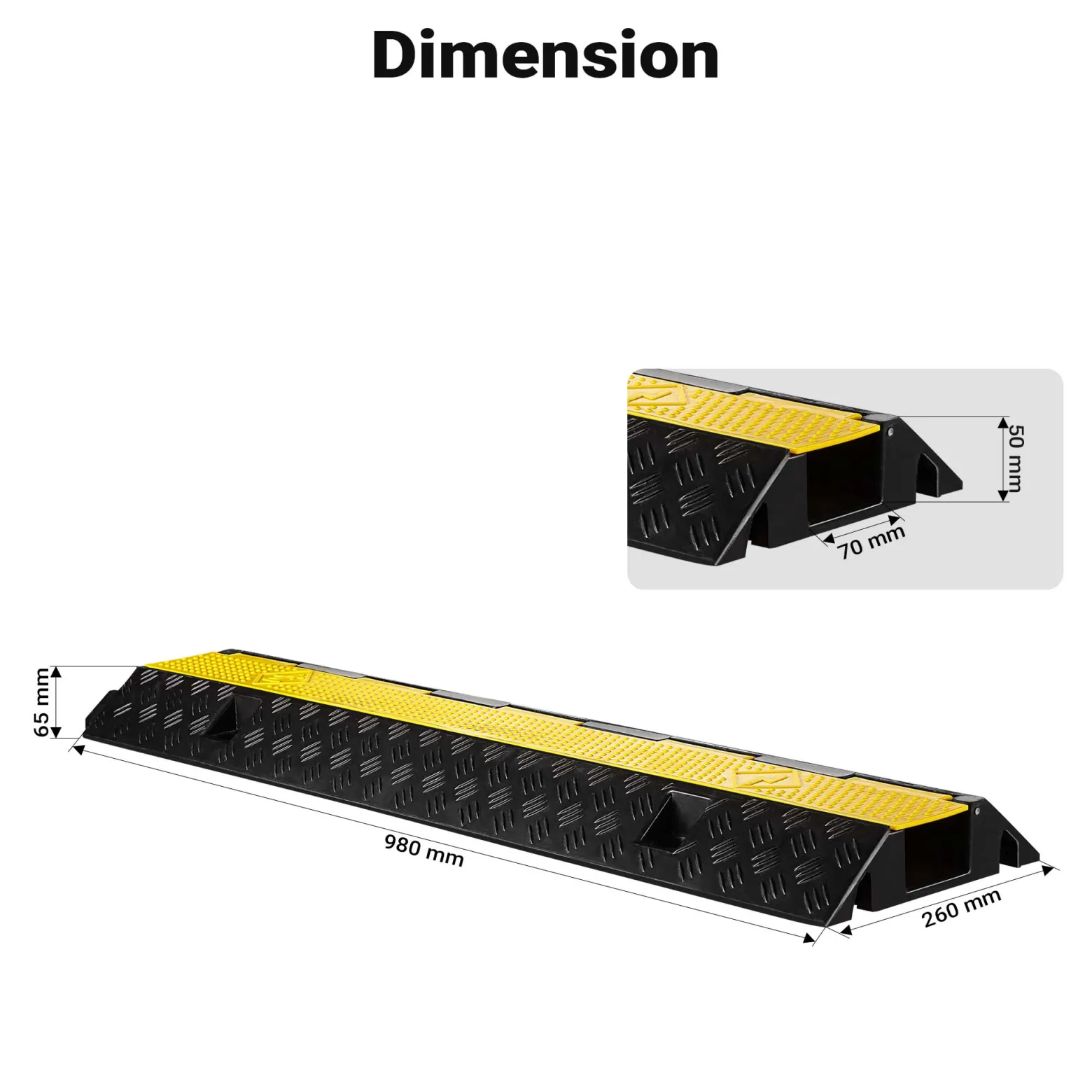 Wiltec Kanal Kabelbrücke 98 x 26 x 6,5 cm, Kabelkanal 15 t Tragkraft, Überfahrschutz bis 30 km/h, Kabel Trittschutz für Außenbereich, Schlauchbrücke aus PP und Gummi
