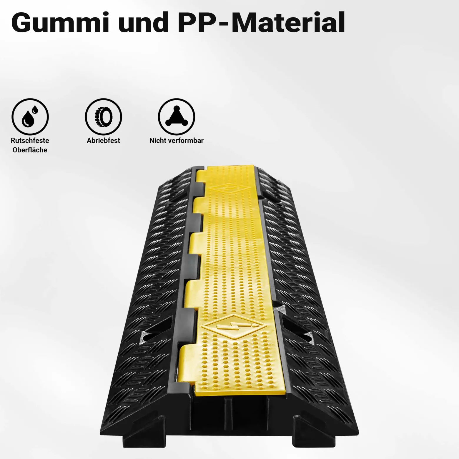 Wiltec Kanal Kabelbrücke 98 x 24 x 4,5 cm, Kabelkanal 13 t Tragkraft, Überfahrschutz bis 30 km/h, Kabel Trittschutz für Außenbereich mit 2 Kanälen, Schlauchbrücke aus PP und Gummi