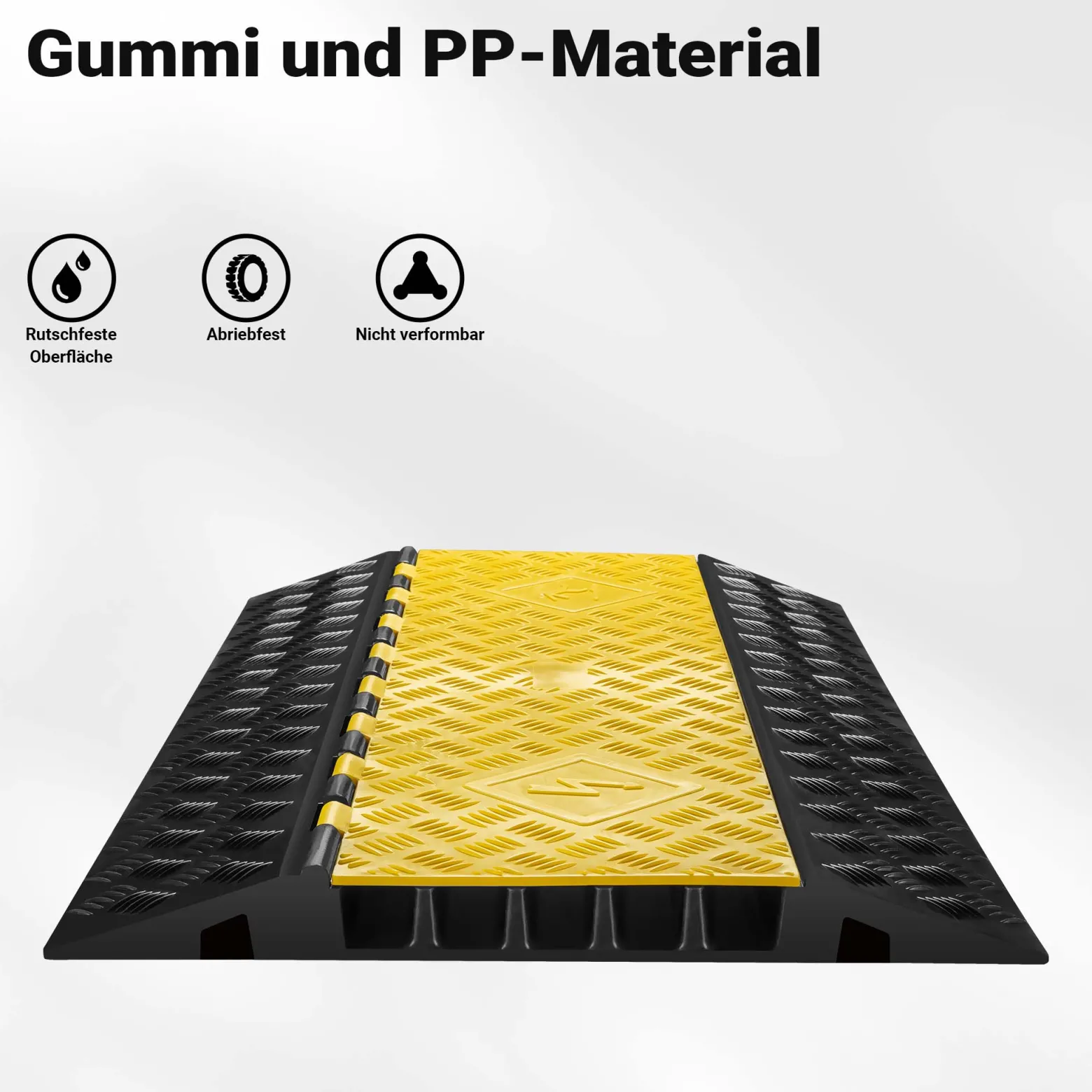 Wiltec Kanal Kabelbrücke 95 x 54 x 5,5 cm, Kabelkanal 30 t Tragkraft, Überfahrschutz bis 40 km/h, Kabel Trittschutz für Außenbereich mit 5 Kanälen, Schlauchbrücke aus PP und Gummi