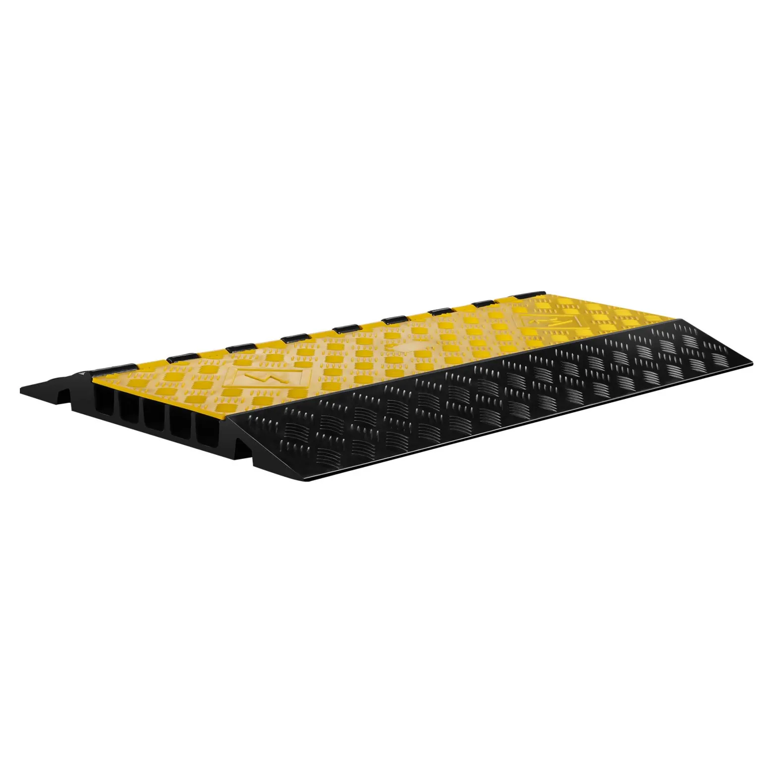 Wiltec Kanal Kabelbrücke 95 x 54 x 5,5 cm, Kabelkanal 30 t Tragkraft, Überfahrschutz bis 40 km/h, Kabel Trittschutz für Außenbereich mit 5 Kanälen, Schlauchbrücke aus PP und Gummi