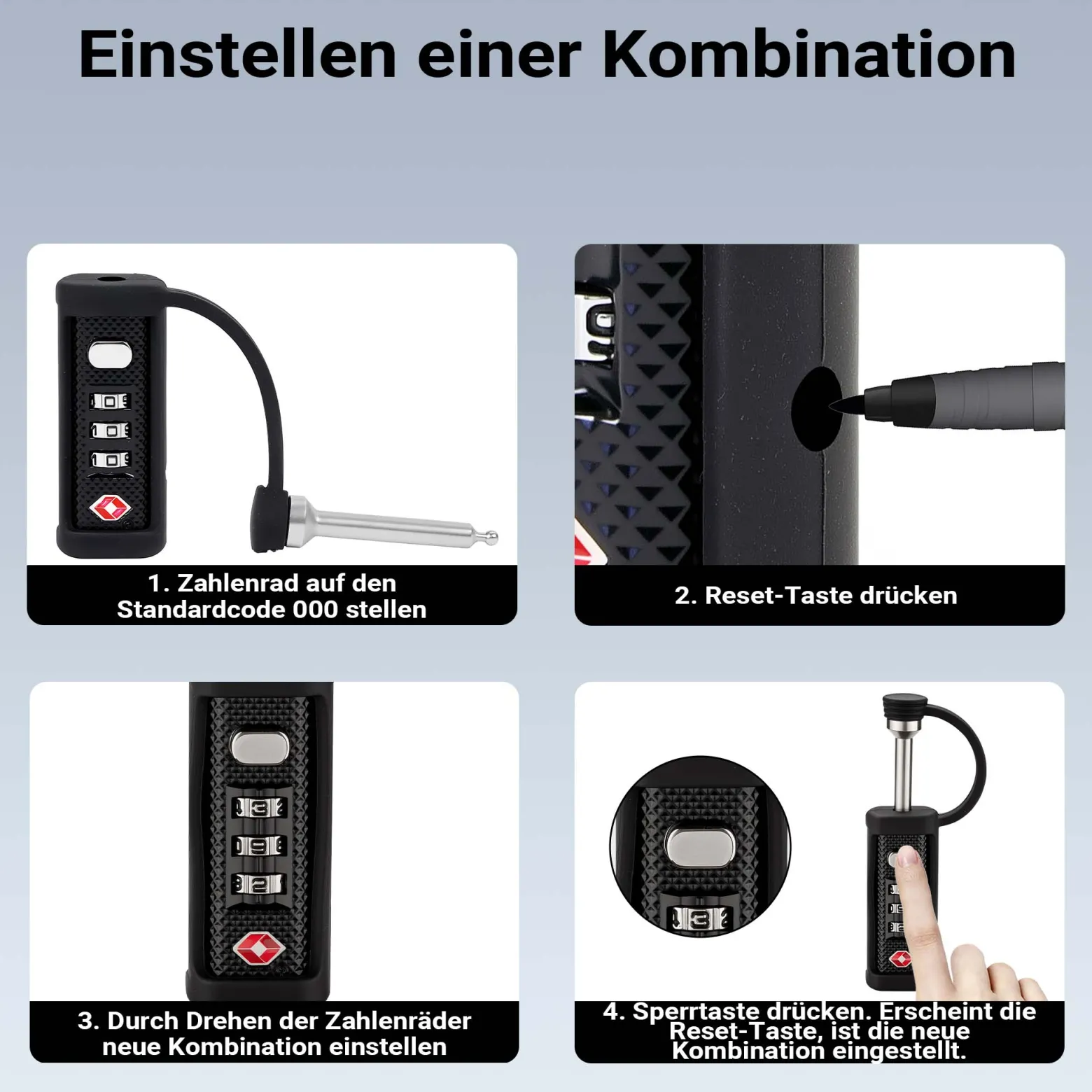 Wiltec Kofferschloss für Waffenkoffer TSA Schloss, Zahlenschloss 3-stellig für Gewehrkoffer, Waffenschloss zum Verschließen von Langwaffen- und Kurzwaffenkoffer
