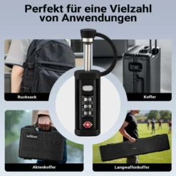 Wiltec Kofferschloss für Waffenkoffer 2er Set TSA Schloss, Zahlenschloss 3-stellig für Gewehrkoffer, Waffenschloss zum Verschließen von Langwaffen- und Kurzwaffenkoffer