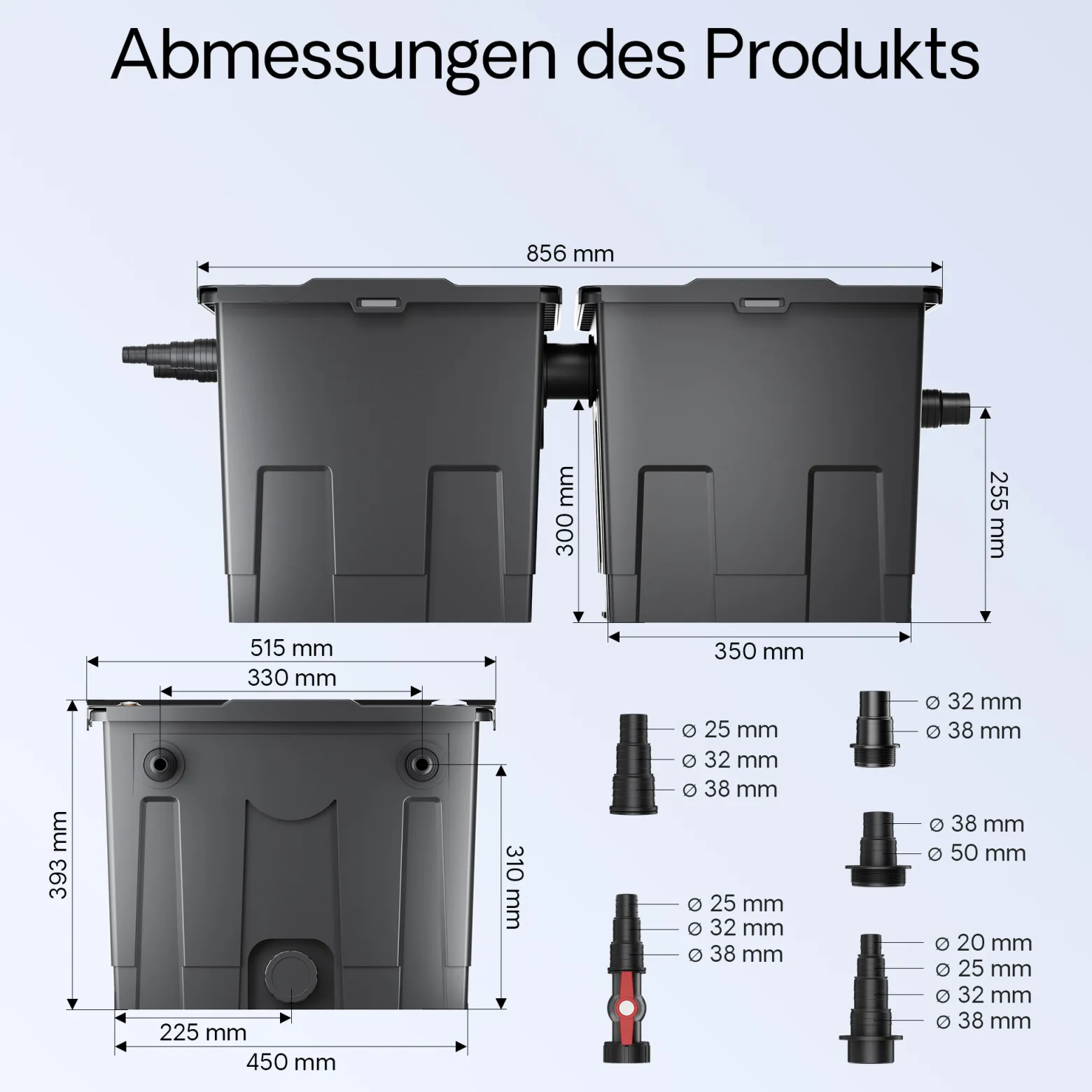 Wiltec Komplettset: CBF-350B Teichfilter bis 60000 L Teichfilteranlage als Durchlauffilter, CUV-224 Teichklärer UVC Klärer mit 24 Watt UV-C Leistung