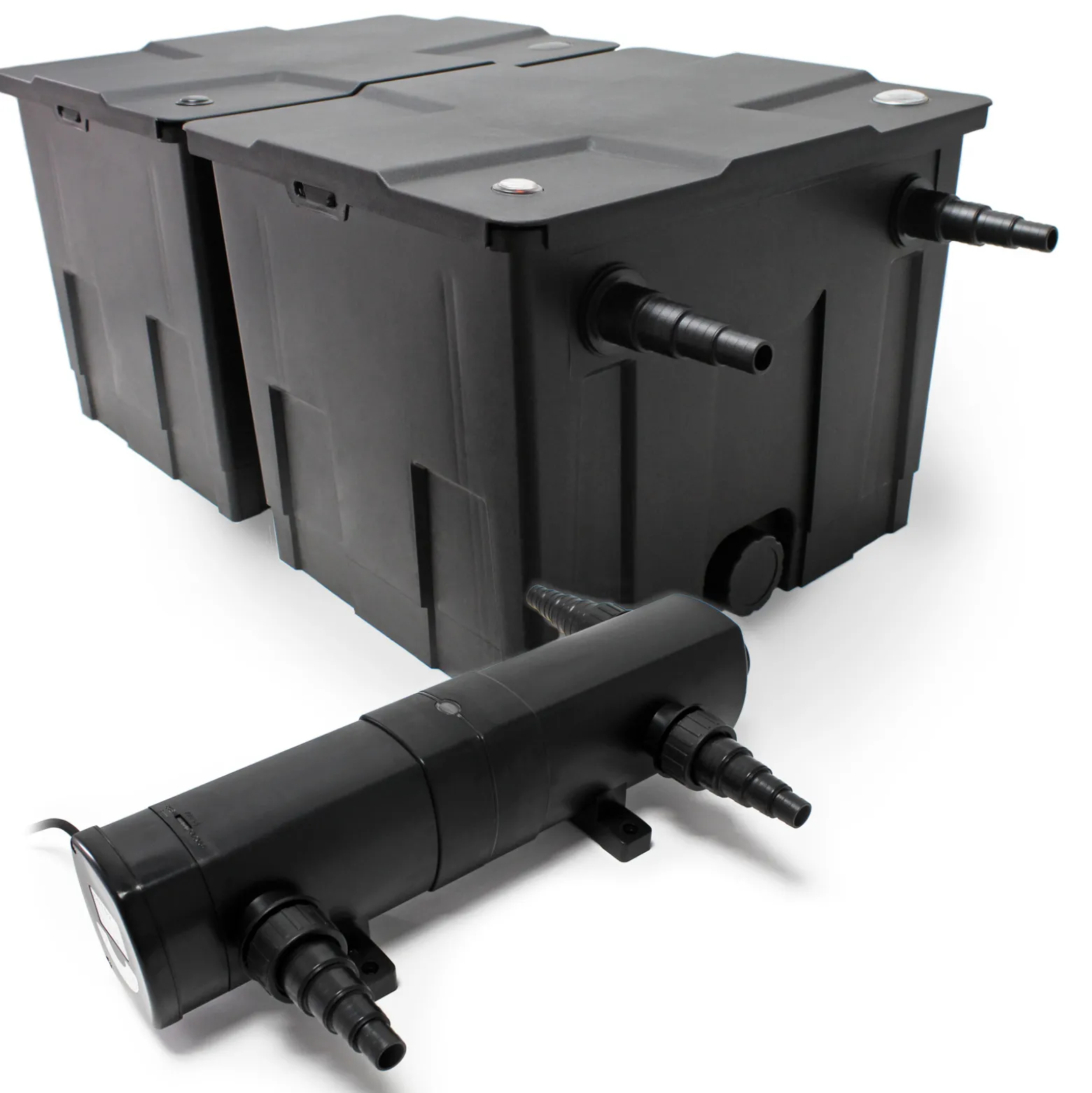 Wiltec Komplettset: CBF-350B Teichfilter bis 60000 L Teichfilteranlage als Durchlauffilter, CUV-236 Teichklärer UVC Klärer mit 36 Watt UV-C Leistung