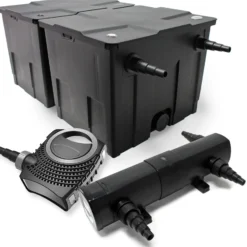 Wiltec Komplettset: CBF-350B Teichfilter bis 60000 L Teichfilteranlage als Durchlauffilter, NEO10000 SuperECO Teichpumpe 10000l/h 80W, CUV-236 Teichklärer UVC Klärer mit 36W