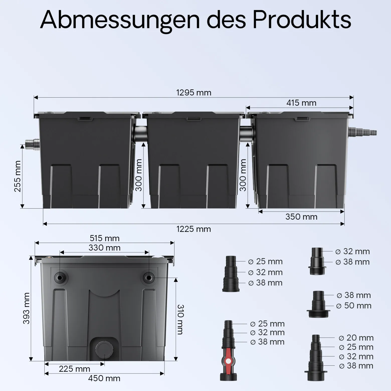 Wiltec Komplettset: CBF-350C Teichfilter bis 90000 L Teichfilteranlage als Durchlauffilter, CUV-224 Teichklärer UVC Klärer mit 24 Watt UV-C Leistung