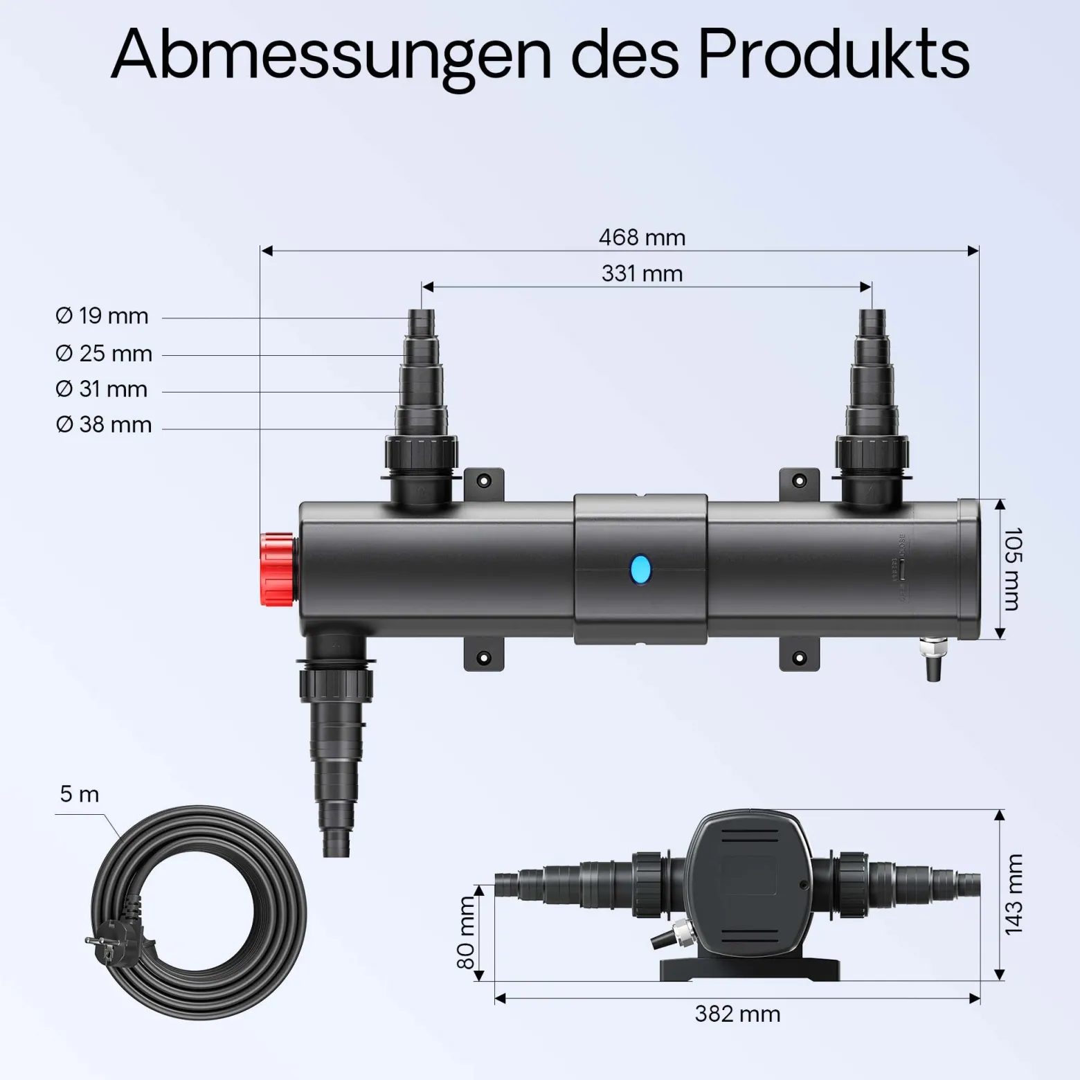Wiltec Komplettset: CBF-350C Teichfilter bis 90000 L Teichfilteranlage als Durchlauffilter, CUV-224 Teichklärer UVC Klärer mit 24 Watt UV-C Leistung