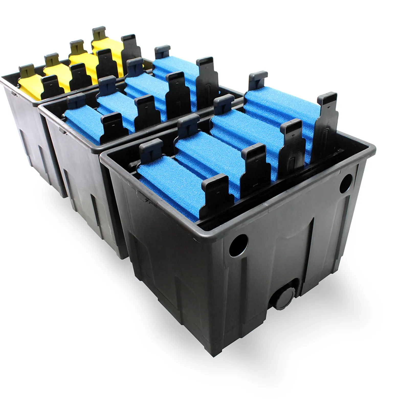 Wiltec Komplettset: CBF-350C Teichfilter bis 90000 L Teichfilteranlage Durchlauffilter, NEO12000 Teichpumpe 12000l/h 100W, CUV-672 Teichklärer 72W, 10m Teichschlauch 38 mm, Schlauchschellen W1 44-47mm