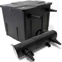Wiltec Komplettset: CBF-350 Teichfilter bis 12000 L Teichfilteranlage als Durchlauffilter, CUV-224 Teichklärer UVC Klärer mit 24 Watt UV-C Leistung