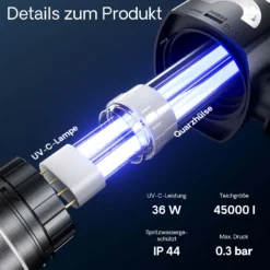 Wiltec Komplettset: CBF-550 Teichfilter bis 60000 L Teichfilteranlage als Durchlauffilter, CUV-236 Teichklärer UVC Klärer mit 36 Watt UV-C Leistung