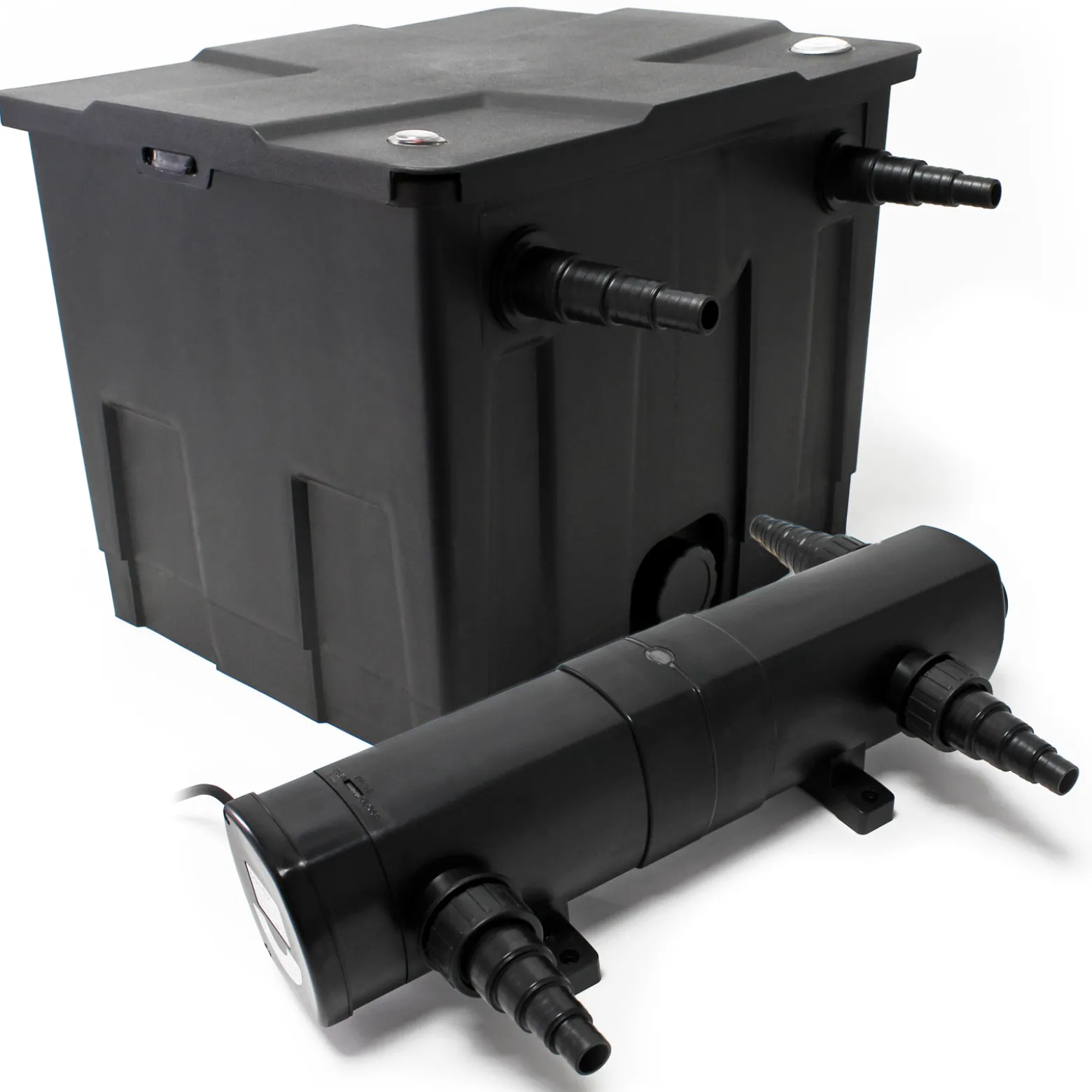 Wiltec Komplettset: CBF-350 Teichfilter bis 12000 L Teichfilteranlage als Durchlauffilter, CUV-236 Teichklärer UVC Klärer mit 36 Watt UV-C Leistung