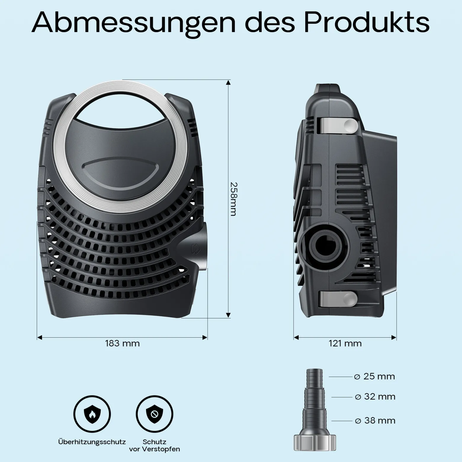Wiltec Komplettset: CBF-550 Teichfilter bis 60000 L Teichfilteranlage Durchlauffilter, NEO10000 Teichpumpe 10000l/h 80W, CUV-236 Teichklärer 36W, 10m Teichschlauch 38 mm, Schlauchschellen W1 44-47mm