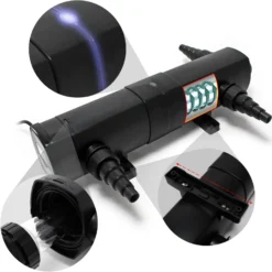 Wiltec Komplettset: CBF-550 Teichfilter bis 60000L Teichfilteranlage Durchlauffilter, NEO6000 Teichpumpe 6000l/h 40W, CUV-224 Teichklärer 24W, 5m Teichschlauch 38 mm (1 1/2