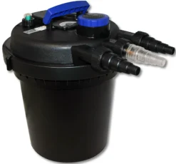 Wiltec Komplettset: CPF-180 Teichdruckfilter bis 6000 L mit 11 Watt UV-C Teichklärer, HJ-5000 ECO Teichpumpe 4000l/h 65W, 25m Teichschlauch 25 mm (1