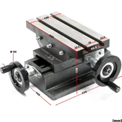 Wiltec Kreuztisch 220x100 mm, Frästisch Mit 120 mm X-Achse, 90 mm Y-Achse, Koordinatentisch Aus Gusseisen, Bohrtisch, Fräsständer