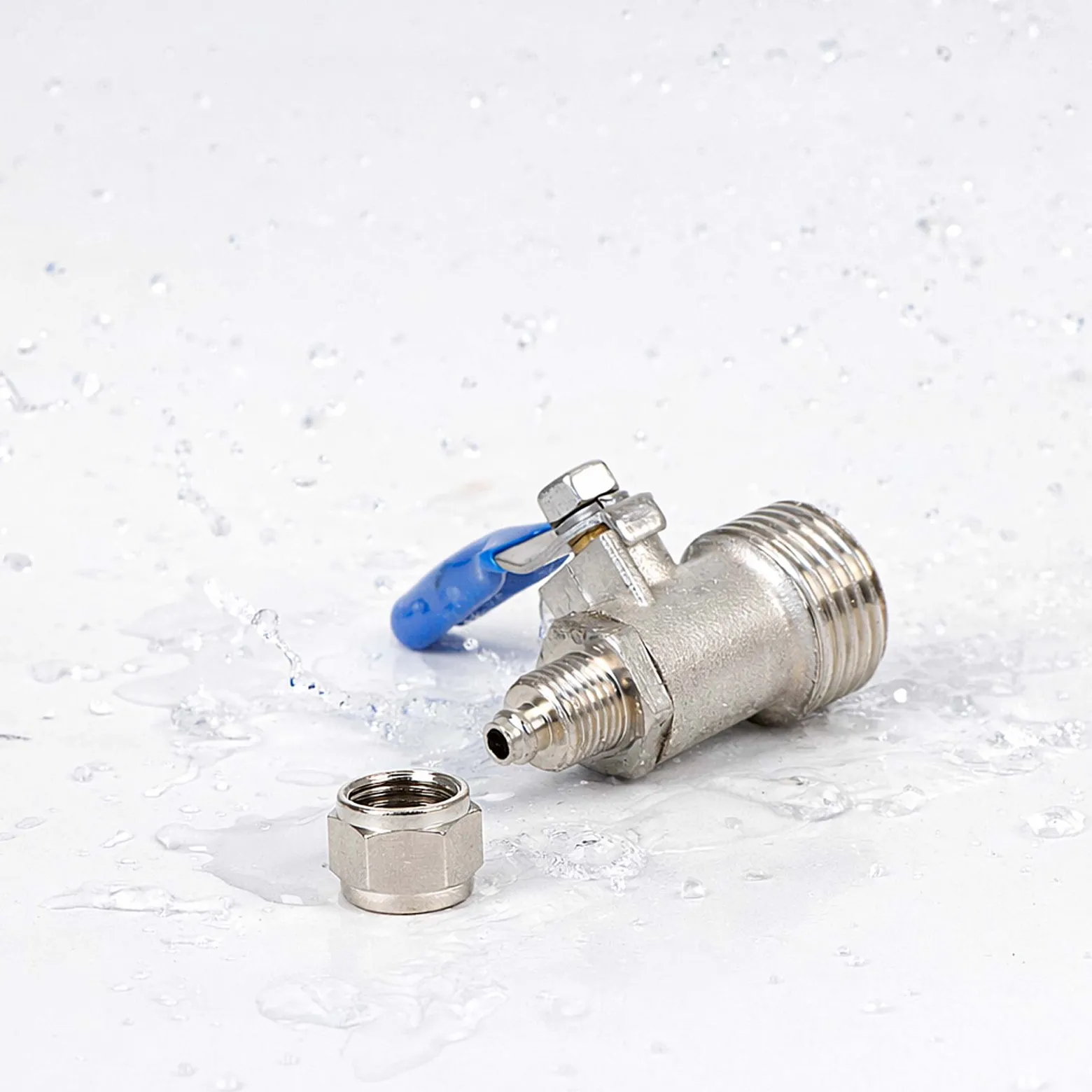 Wiltec Kugelventil mit Jaco Fitting, 20,67 mm (1/2") AG und Schlauchanschluss Ø 10 mm, Ventil für Umkehrosmose, für Trinkwasser, Osmose (RO)