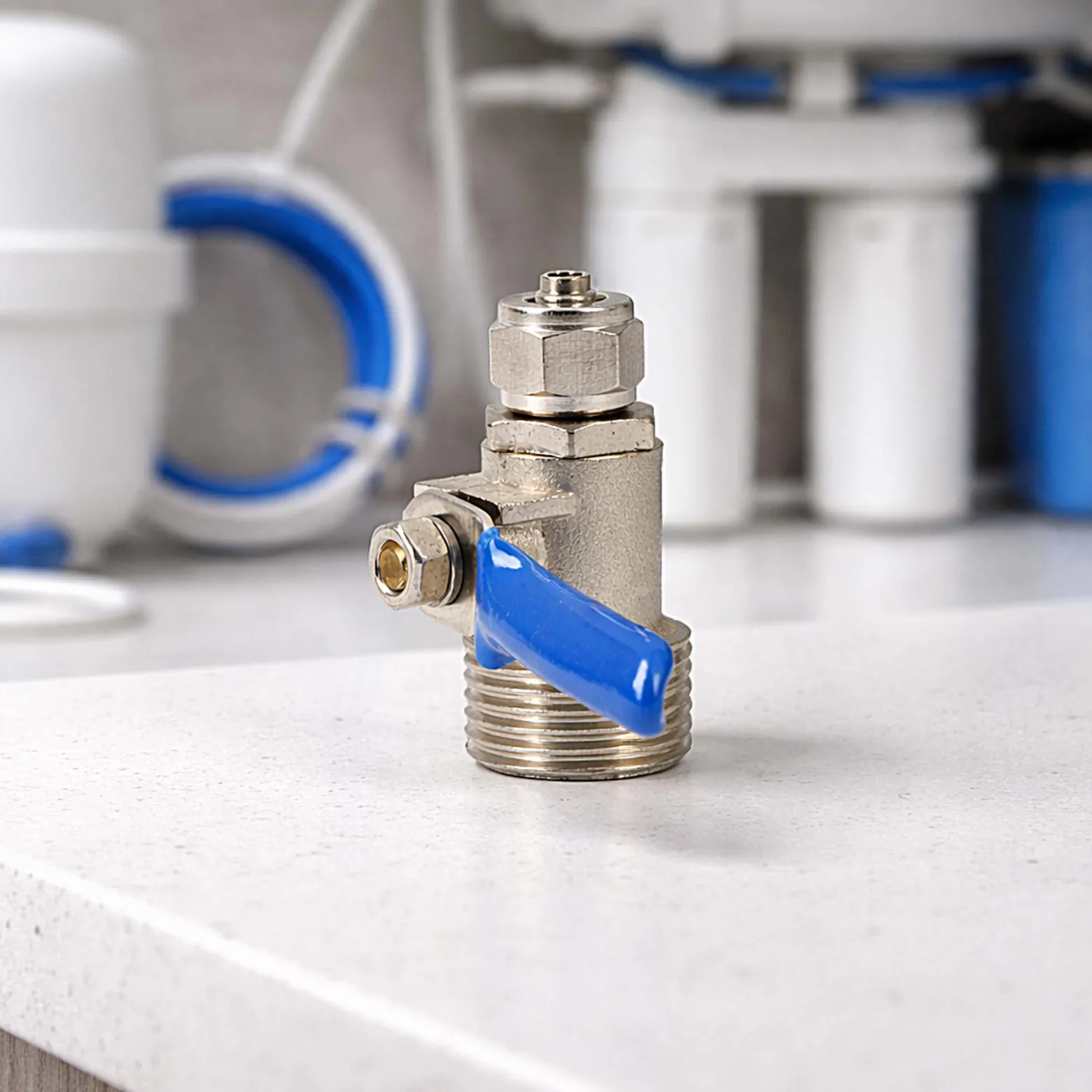 Wiltec Kugelventil mit Jaco Fitting, 20,67 mm (1/2") AG und Schlauchanschluss Ø 10 mm, Ventil für Umkehrosmose, für Trinkwasser, Osmose (RO)
