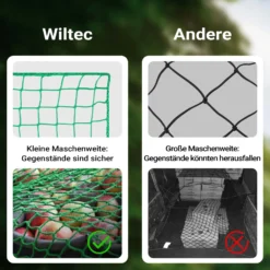 Wiltec Ladungssicherungsnetz 3x1,65m Grün Masche 4,5x4,5 cm Stärke 3 mm Polypropylen Transportnetz für Anhänger mit Randkördel Witterungsbeständig Ladung Sicherheit