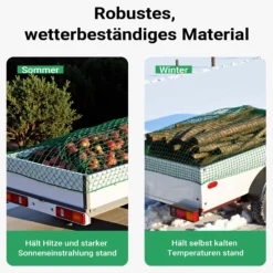 Wiltec Ladungssicherungsnetz 4x2,5m Grün Masche 4,5x4,5 cm Stärke 3 mm Polypropylen Transportnetz für Anhänger mit Randkördel Witterungsbeständig Ladung Sicherheit