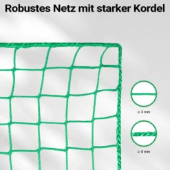 Wiltec Ladungssicherungsnetz 4x2,5m Grün Masche 4,5x4,5 cm Stärke 3 mm Polypropylen Transportnetz für Anhänger mit Randkördel Witterungsbeständig Ladung Sicherheit