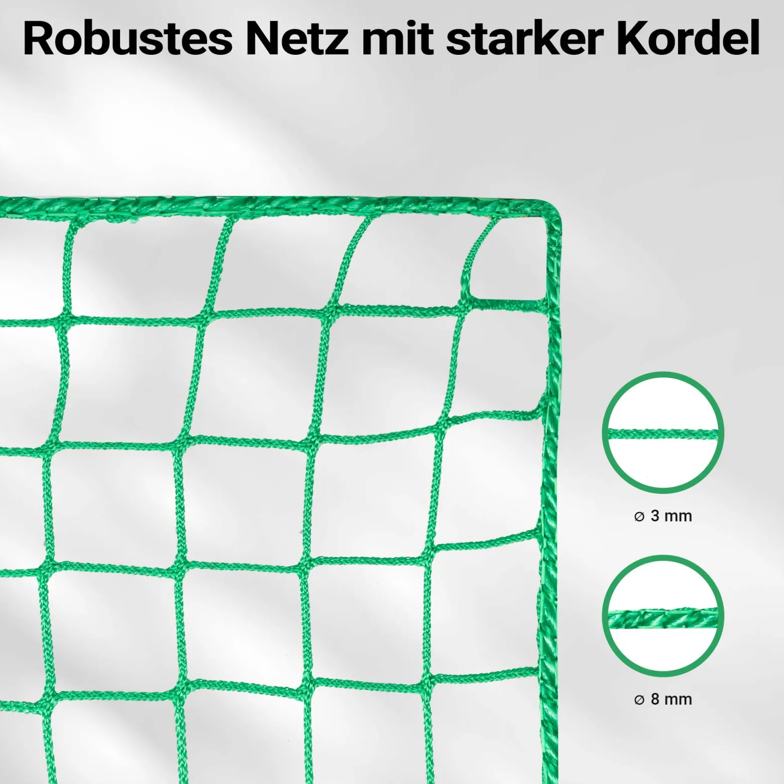Wiltec Ladungssicherungsnetz 3,5x2,5m Grün Masche 4,5x4,5 cm Stärke 3 mm Polypropylen Transportnetz für Anhänger mit Randkördel Witterungsbeständig Ladung Sicherheit