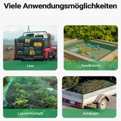 Wiltec Ladungssicherungsnetz 3,5x2,5m Grün Masche 4,5x4,5 cm Stärke 3 mm Polypropylen Transportnetz für Anhänger mit Randkördel Witterungsbeständig Ladung Sicherheit