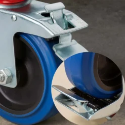Wiltec Lenkrolle 160mm bis 300kg mit Bremse, Kunststoffrad und Anbauplatte Transportrolle leiser Lauf Möbelrolle Laufrolle Möbel-Lenkrolle