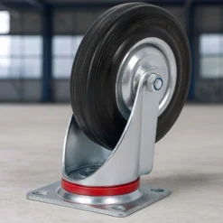 Wiltec Lenkrolle Ø125mm bis 100kg Tragkraft mit Gummirad ungebremst, leiser Lauf, Transportrolle Möbelrolle Laufrolle Möbel-Lenkrolle