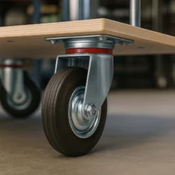 Wiltec Lenkrolle Ø75mm bis 50kg Tragkraft mit Gummirad, ungebremst, leiser Lauf, Transportrolle Möbelrolle Laufrolle Möbel-Lenkrolle
