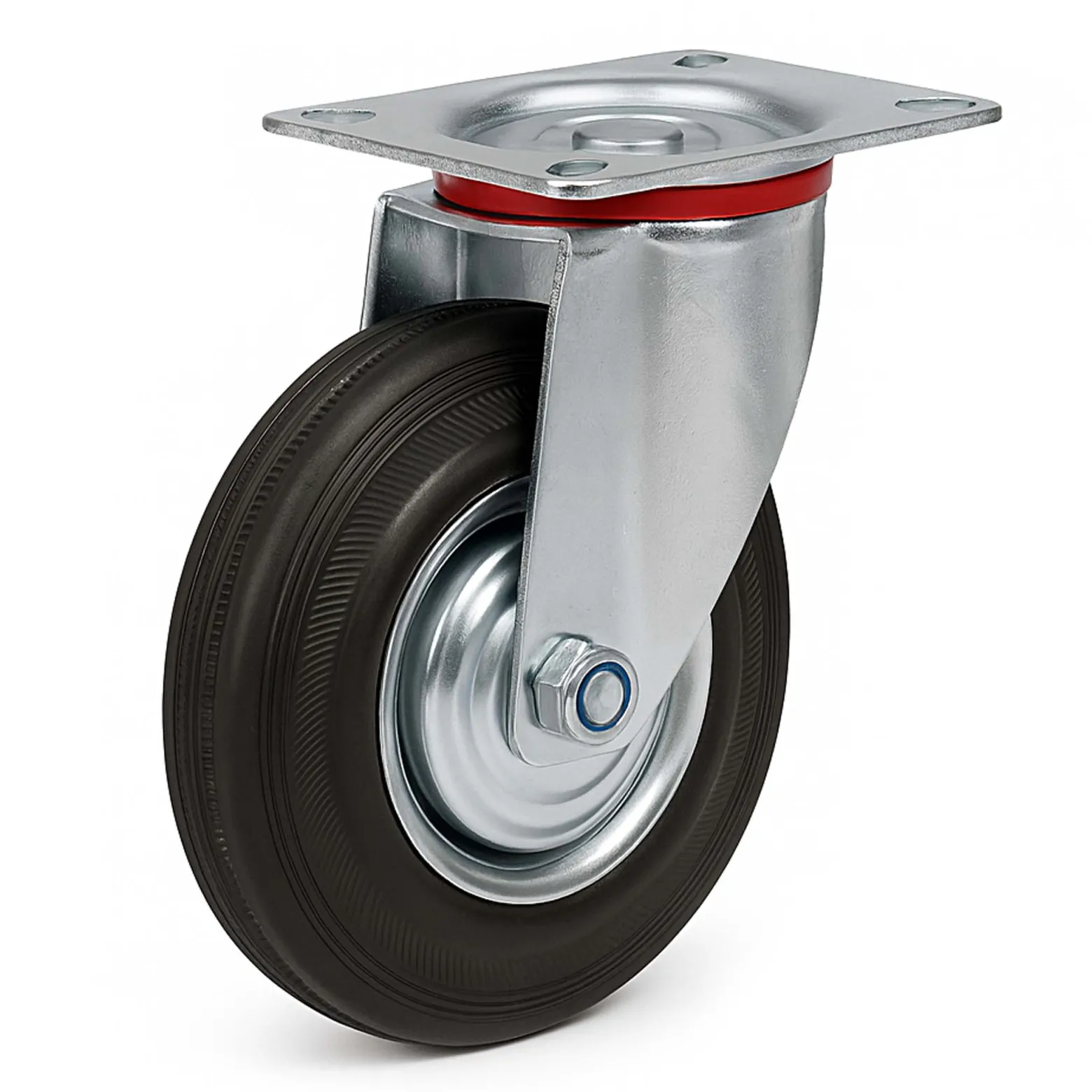Wiltec Lenkrolle Ø200mm bis 150kg Tragkraft mit Gummirad ungebremst, leiser Lauf, Transportrolle Möbelrolle Laufrolle Möbel-Lenkrolle