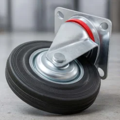 Wiltec Lenkrolle Ø200mm bis 150kg Tragkraft mit Gummirad ungebremst, leiser Lauf, Transportrolle Möbelrolle Laufrolle Möbel-Lenkrolle