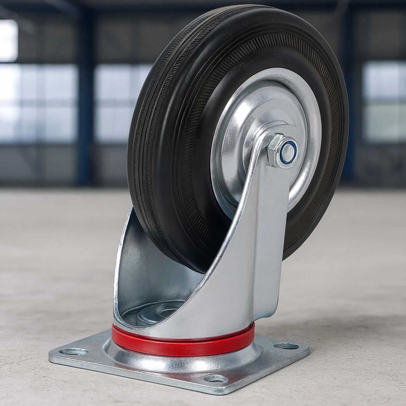 Wiltec Lenkrolle Ø160mm bis 130kg Tragkraft mit Gummirad ungebremst, leiser Lauf, Transportrolle Möbelrolle Laufrolle Möbel-Lenkrolle