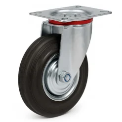 Wiltec Lenkrolle Ø100mm bis 70kg Tragkraft mit Gummirad ungebremst, leiser Lauf, Transportrolle Möbelrolle Laufrolle Möbel-Lenkrolle