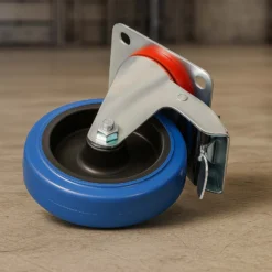 Wiltec Lenkrolle 100mm mit Kunststoffrad, Bremse und Anbauplatte Transportrolle bis 150kg leiser Lauf Möbelrolle Laufrolle Möbel-Lenkrolle