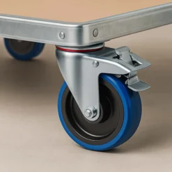 Wiltec Lenkrolle 100mm mit Kunststoffrad, Bremse und Anbauplatte Transportrolle bis 150kg leiser Lauf Möbelrolle Laufrolle Möbel-Lenkrolle