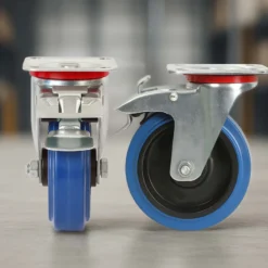 Wiltec Lenkrolle 80mm mit Kunststoffrad, Bremse und Anbauplatte Transportrolle bis 100kg leiser Lauf Möbelrolle Laufrolle Möbel-Lenkrolle