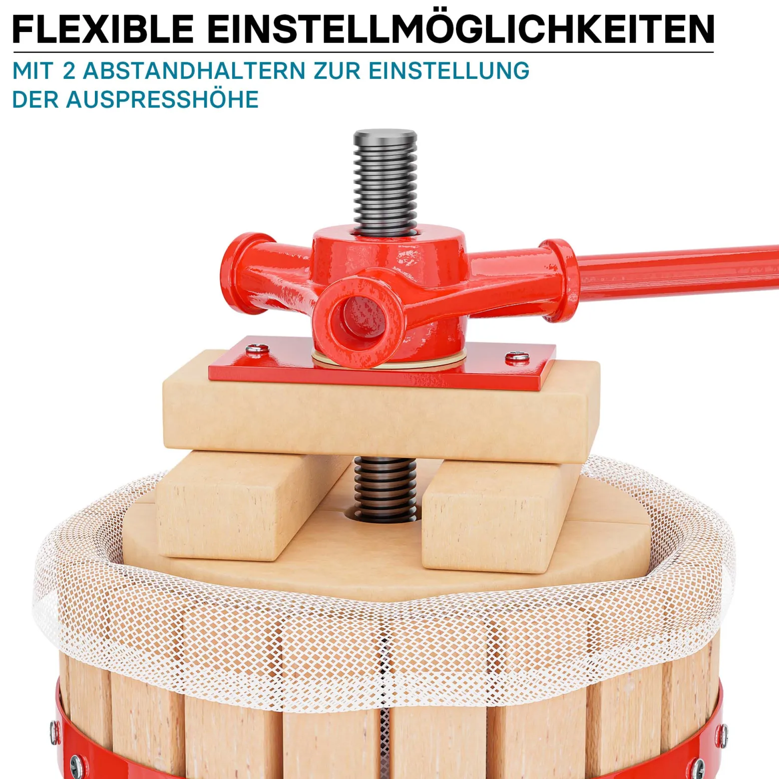 Wiltec 12L Obstpresse aus Buchenholz inkl. Presstuch, manuelle Weinpresse mit 240x270mm Korb, Apfelpresse Fruchtpresse für Obst Wein Maische