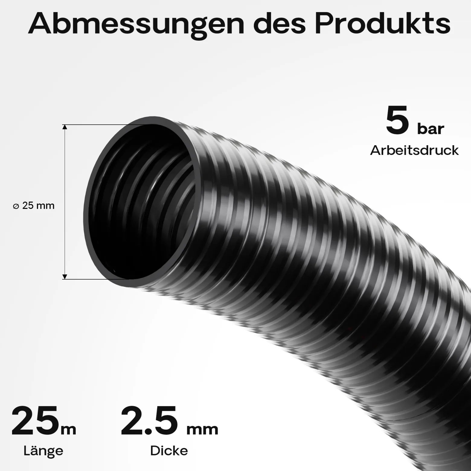 Wiltec Luisiana OM/I 25m Druck- und Saugschlauch Ø25mm 250g/m Pumpenschlauch Schlauch Pumpe Teich Teichschlauch