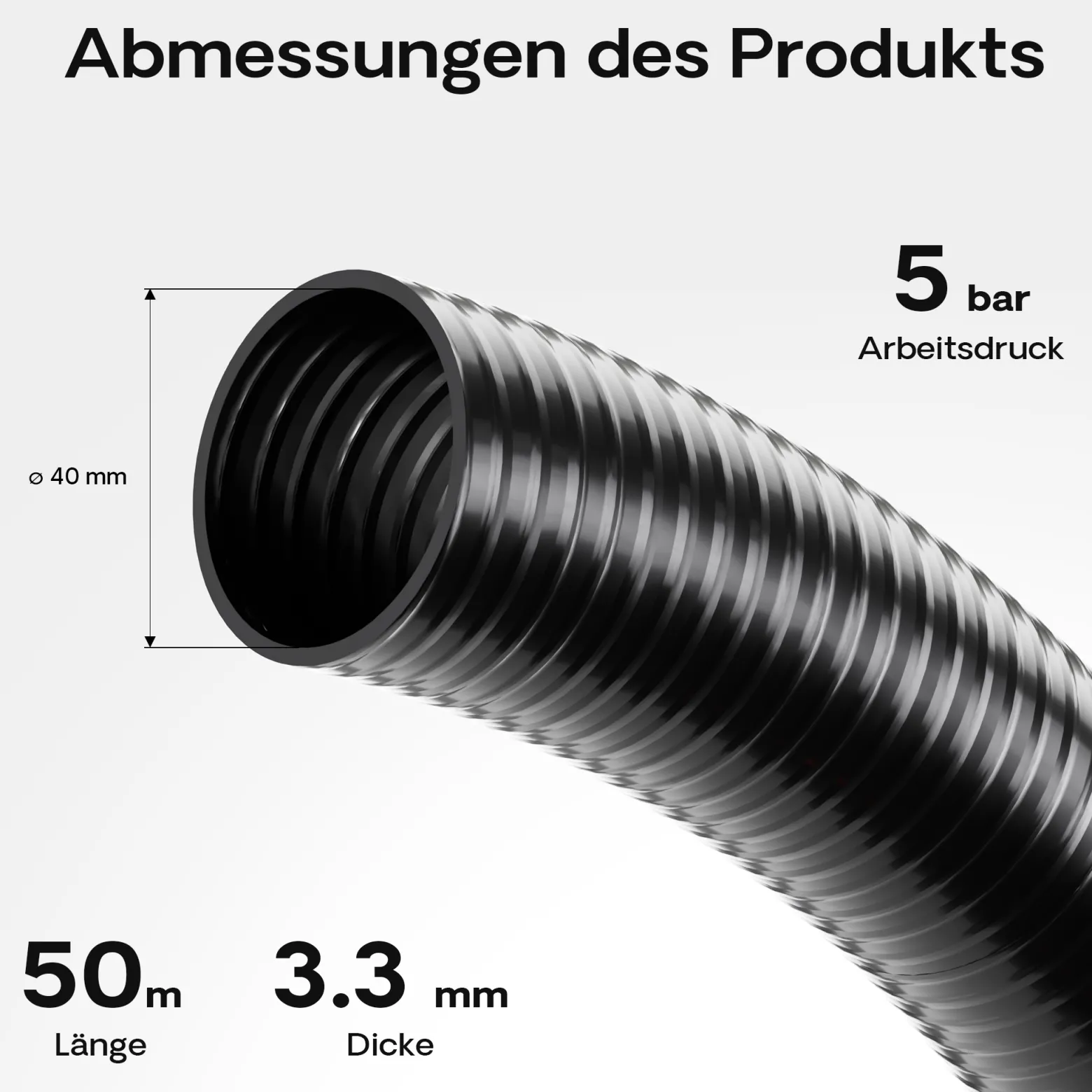 Wiltec Luisiana OM/I 50m Druck- und Saugschlauch Ø40mm 470g/m Pumpenschlauch Schlauch Pumpe Teich Teichschlauch