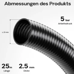 Wiltec Luisiana OM/I 25m flexibler Teichschlauch Ø25mm 250g/m Pumpenschlauch Schlauch Pumpe Saugschlauch Druckschlauch