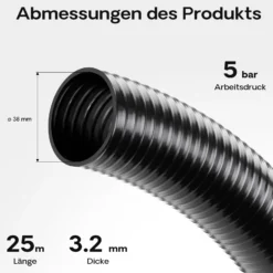 Wiltec Luisiana OM/I 25m flexibler Teichschlauch Ø38mm 420g/m Pumpenschlauch Schlauch Pumpe Saugschlauch Druckschlauch