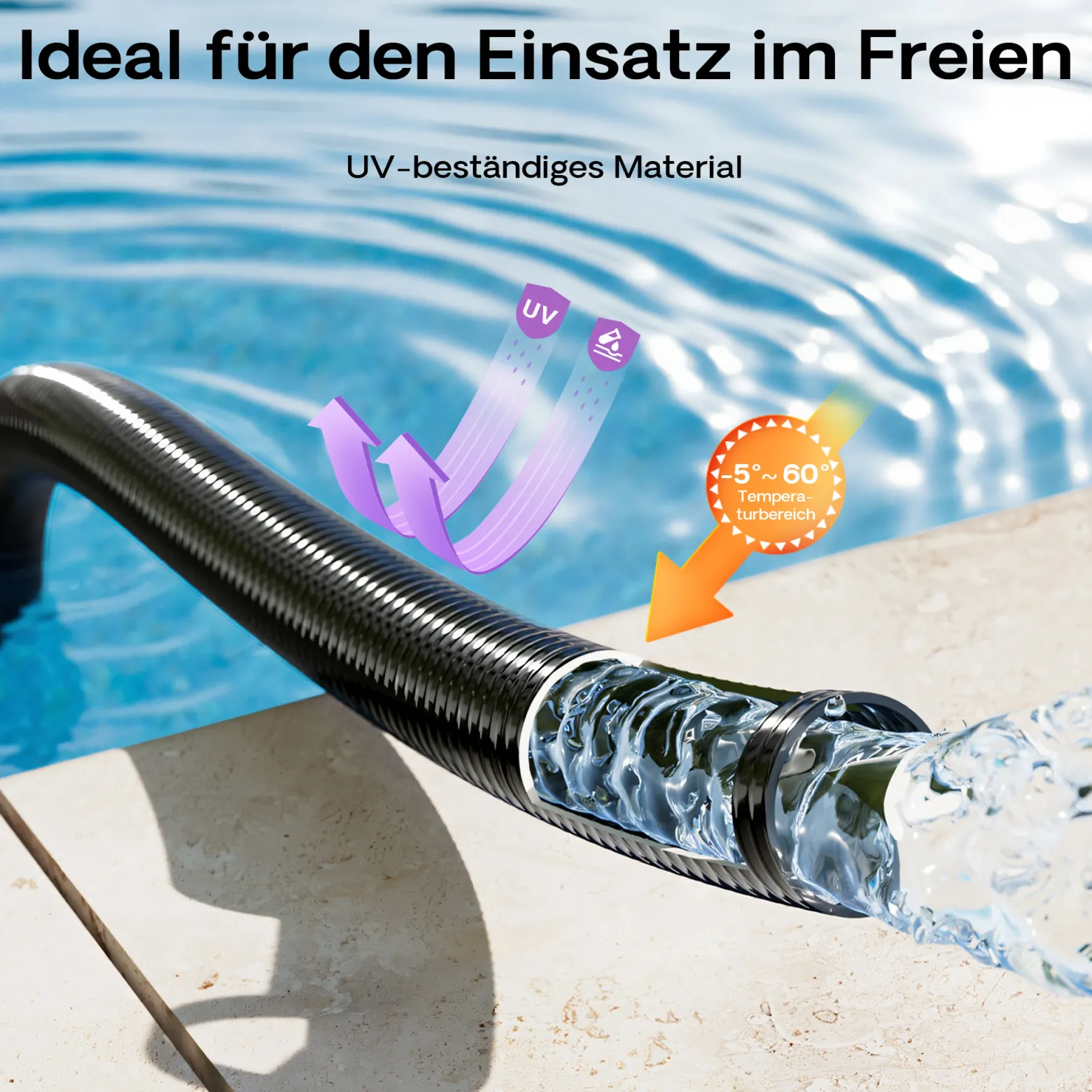 Wiltec Luisiana OM/I 5m flexibler Teichschlauch Ø40mm 470g/m Pumpenschlauch Schlauch Pumpe Saugschlauch Druckschlauch